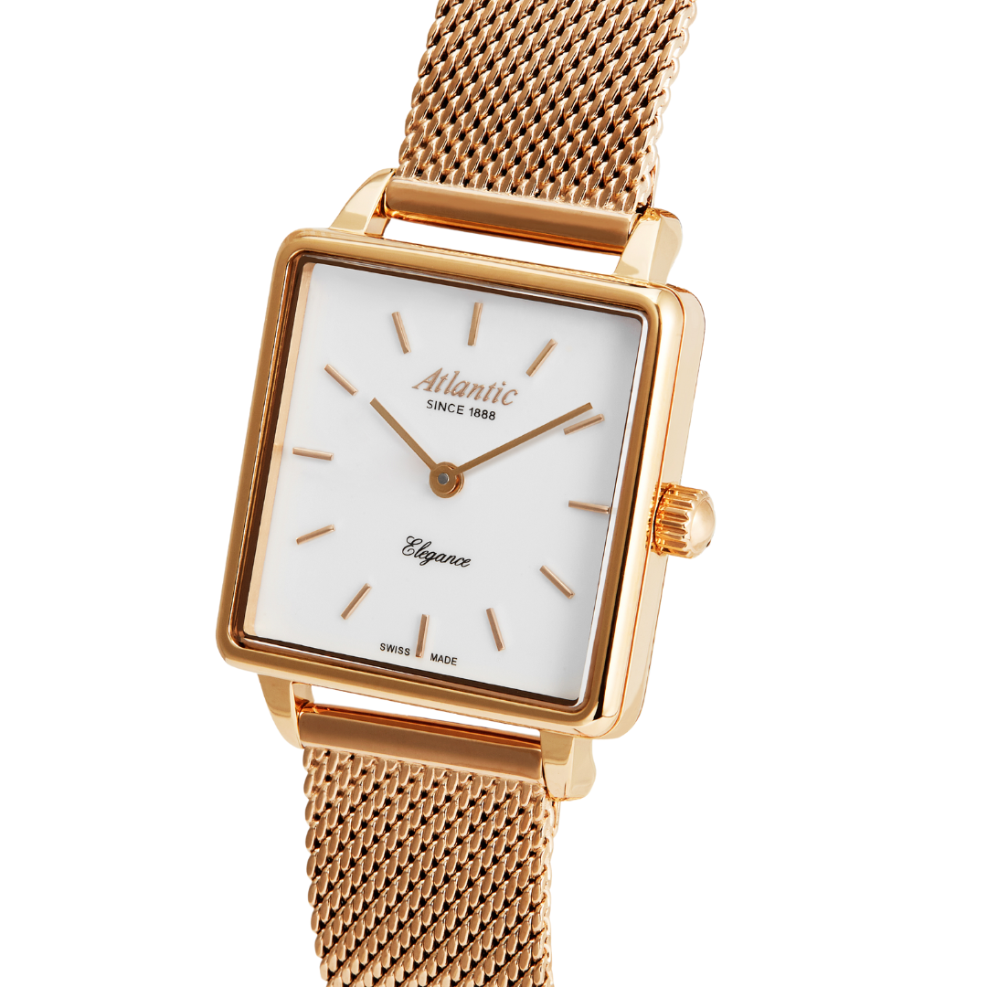 Atlantic Eleganz Quadrat Roségold PVD/Weiss - 29041.44.11MB-chronolounge