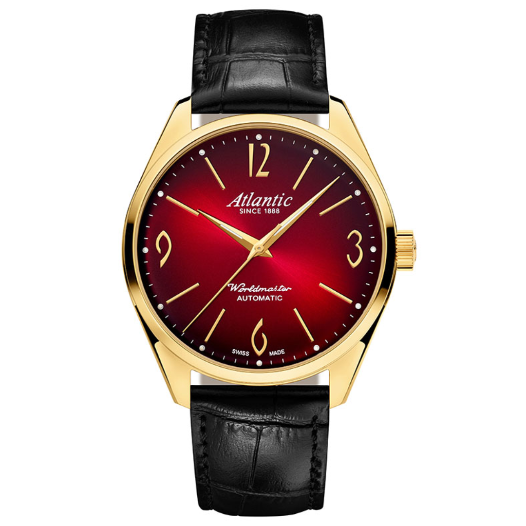 Atlantic Worldmaster Art-Déco Automatik | PVD/Leder Rot - 51752.45.99G-chronolounge