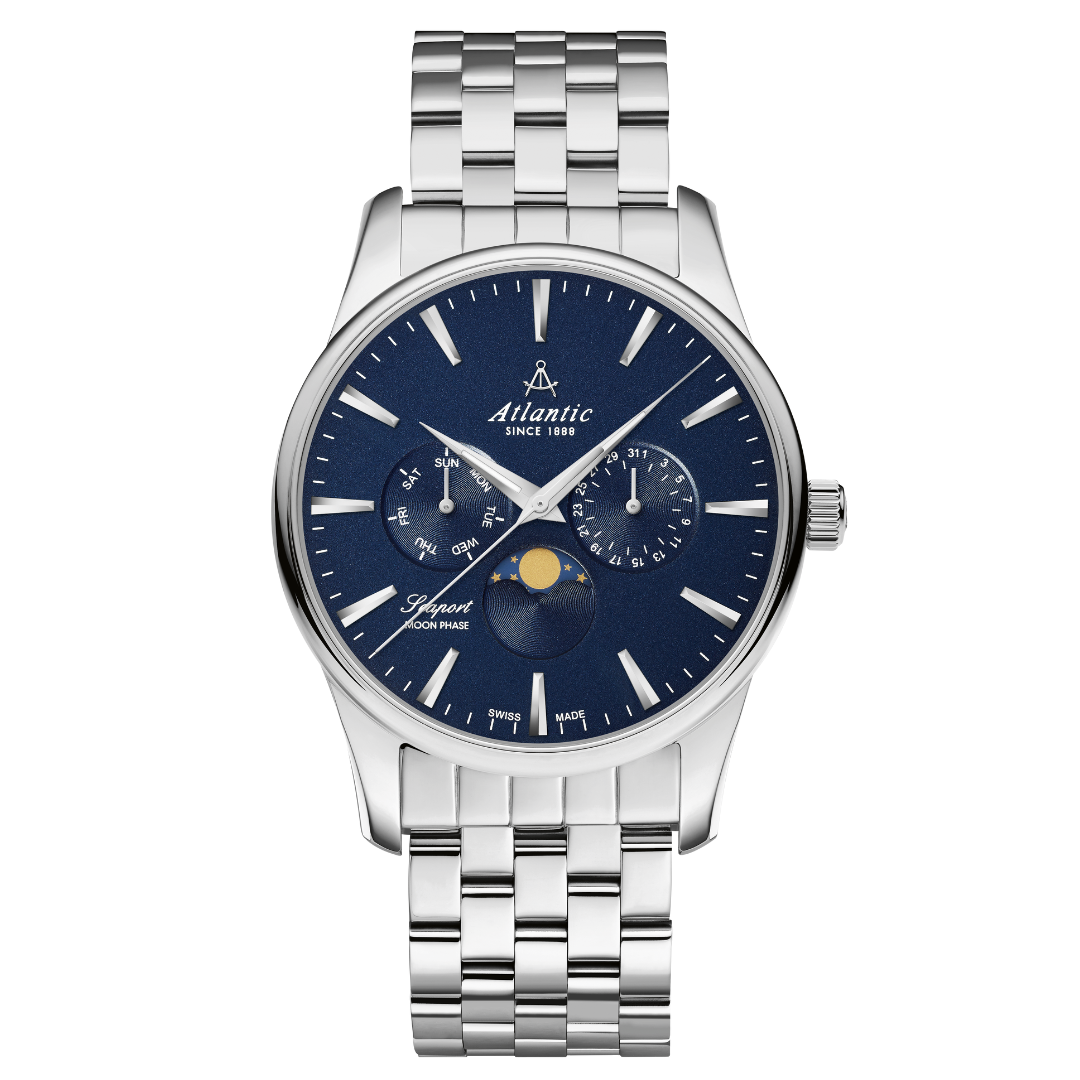 Atlantic Seaport Moonphase Blau Steel - 56555.41.51-chronolounge