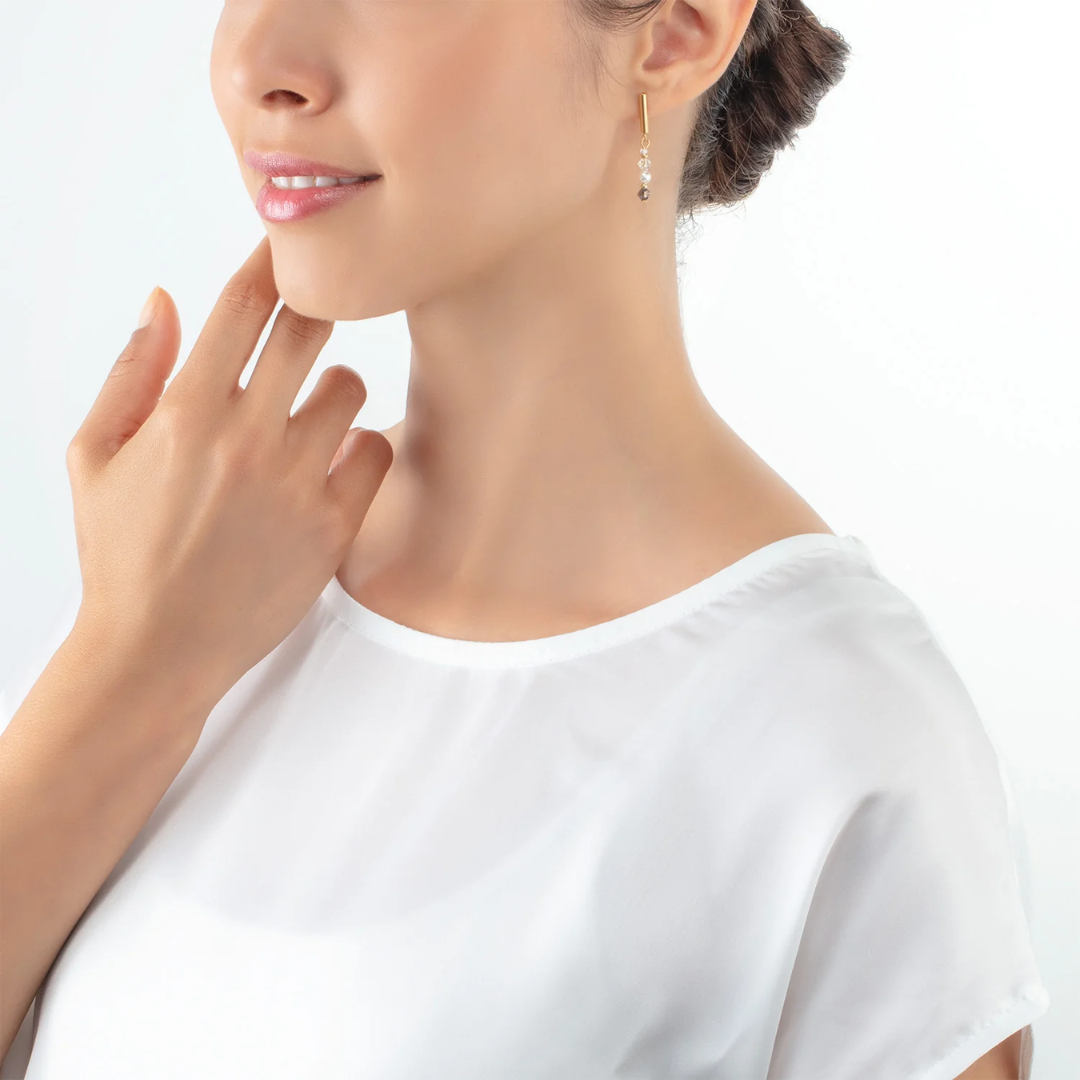 Coeur De Lion Pearls Ohrringe grau-kristall - 6022/21-1218-chronolounge