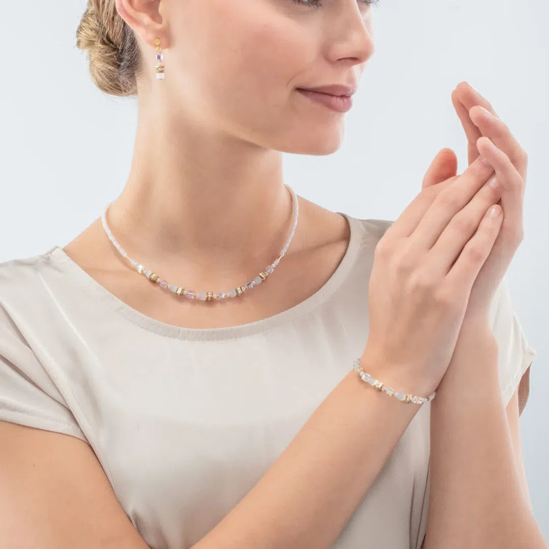 Coeur de Lion Halskette Mini Cubes Gold weiß - 4565/10-1416-chronolounge
