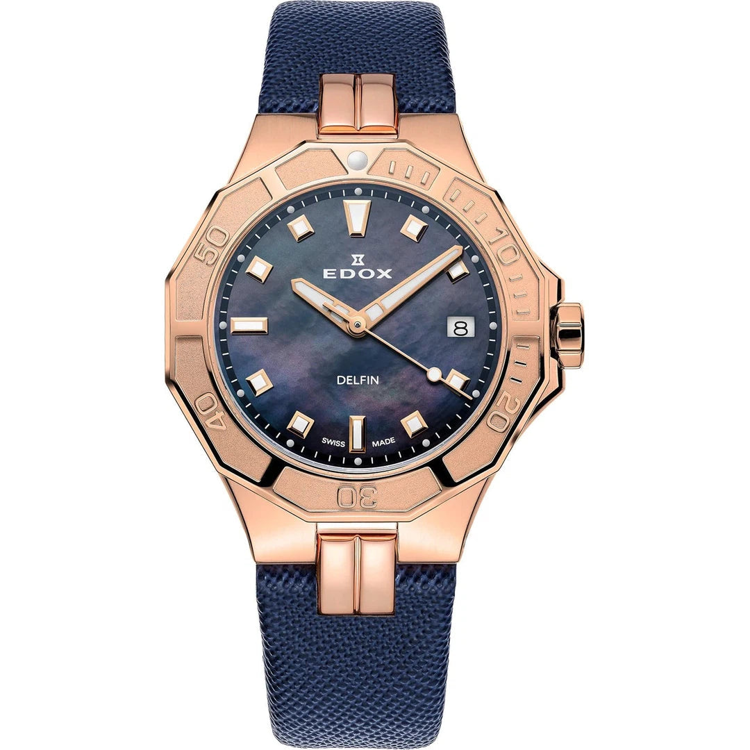 Edox Delfin Diver Date Lady - 53020 37RC NANR-chronolounge